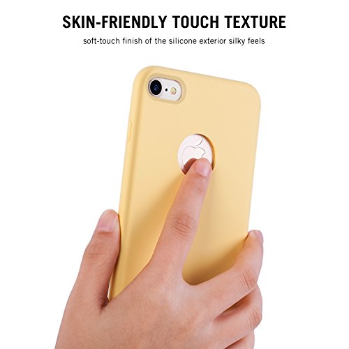 iPhone 7 Case,RANVOO[Driving Series]Liquid Silicone Gel Rubber Cover Case [Soft Touch] and Soft Microfiber Cloth Lining Cushion [Shock Absorbing] iPhone 7 Magentic Case,Yellow