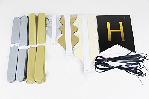 SUNBEAUTY 8er Geburtstag Dekoration Set Happy Birthday Girlande Seidenpapier Fans Paper Circle Dots Garland Pom Poms Flowers for 30th 50th Birthday Party Decoration,Gold Black White (8er Set) - 4