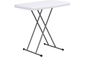 Willonin Table Compacte et Pliable, Table Pliante Table de Camping, Table Pliante Ajustable,76 x 50 x 48/61/74 cm, Blanc, Matériau: HDPE (Blanc)