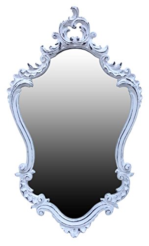 My Glam Home French Style  Mirror, Rubbed Antique White