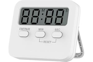 MEYSON Temporizador Cocina Digital con Pantalla LCD De Bajo Consumo, con Función De Cronómetro, Parte Trasera Magnética, Soporte Plegable, Alarma De Alto Volumen, Función Mute, Batería AAA Incluida