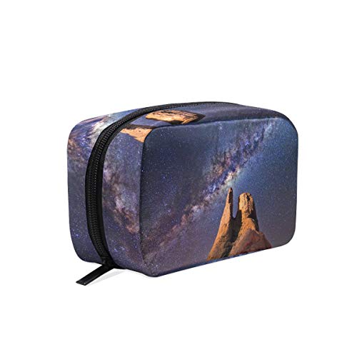 Starry Sky Night Galaxy Cosmetic Bag Makeup Case Toiletry Pouch for Purse Organizer with Compartments Travel Accessories Mini Women Ladies