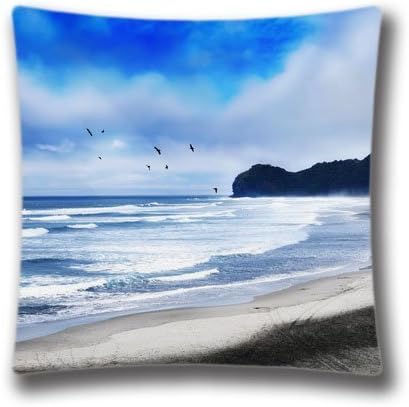 Piha Beach New Zealand Tranquility Cotton Blend Polyester Throw Pillow Case Decorative Cushion Cover Pillowcase 18"x18"