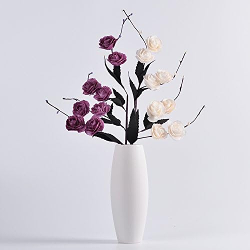 Ceramic vase decorative ornaments flower arrangement Fresh and beautiful Japanese - style home modern minimalist white art,(A set) bright + white purple jasmine