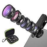 2. [Contenido del paquete] Este kit de lentes para teléfono incluye: gran angular 0.36x, lente ojo de pez a 198 °, gran angular 0.63x + 15x macro 2 en 1, 2 lentes teleobjetivo, lente polarizada, clip para teléfono móvil, tapa de lente Limpiaparabrisas, manual y alpinismo.
