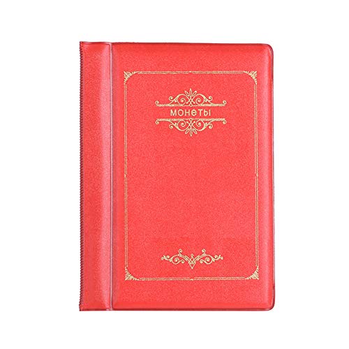 Preisvergleich Produktbild Surenhap Münzalbum, Handliches Münze Sammelalbum für 10 Seiten (120 Münzen) Münzdurchmesser weniger als 28mm (Rot (Orange))