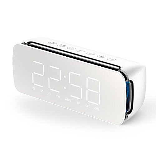 Preisvergleich Produktbild RQINW Bluetooth-Lautsprecher, Wireless-Mini-Wecker Lautsprecher Zu Hause Tragbar, Eingebautes Mikrofon Freisprecheinrichtung AUX Line TF-Karte Wiederaufladbar, FM-Radio,White