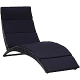 Wakects Lettino prendisole, nero pieghevole confortevole chaise longue impermeabile per esterno per spiaggia per casa