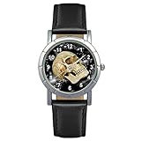 Timest - Skull Totenkopf - Motiv Damenuhr mit Lederarmband Rund Analog Quarz SA1768
