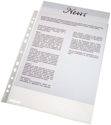 Esselte Perforated Pouch, Clear, Grained, A4, Polypropylene, 43 Microns Lot de 100 (Sachet) Transparent