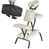 TecTake Beige massage chair with thick padding, portable, incl. carrying bag