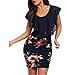 Produktbild kleid damen Liusdh Sexy ärmelloses, bedrucktes Boho-Kleid mit V-Ausschnitt und Spitzennähten(Navy,XL)