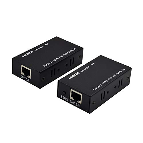 HDMI Extender, AMANKA HDMI Splitter Extender Verteiler Ultra HD 1080P Ohne Verzögerung 165ft/60 Meter Cat5e/Cat6 Kable, Unterstützung 1080p, 3D, HDCP, EDID Verwaltung für PC, DVD, PS3, PS4, Laptop et