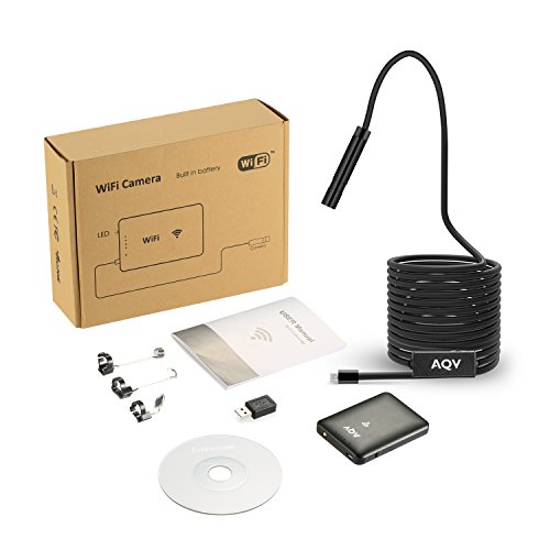 AQV WiFi Endoskop, Drahtlose Endoskop-Inspektionskamera 2,0 Megapixel HD Wasserdichte Schlangenkamera mit 6 verstellbaren LED-Licht fÃ¼r Android/IOS Smartphone, iPhone, Samsung, HUAWEI, PC - 15M
