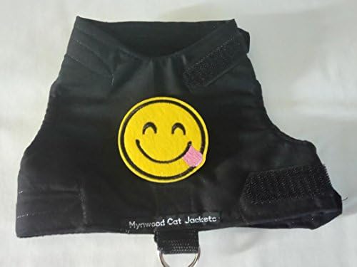 Mynwood Cat Jacket/Harness Black with Tongue Emogi Adult Cat - Escape Proof