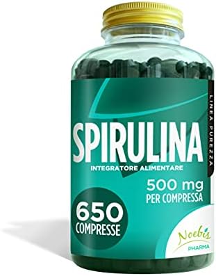 Spirulina 500 mg - 650 Compresse - Fornitura di Lunga Durata - Fonte di Vitamina A Beta Carotene, Proteine con 9 Aminoacidi Essenziali, Sali Minerali e Antiossidanti tra cui Ficocianina