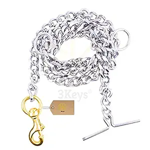 3Keys Dog Leash Diamond Cut Heavy Duty Dog Chain with Brass Hook (M)