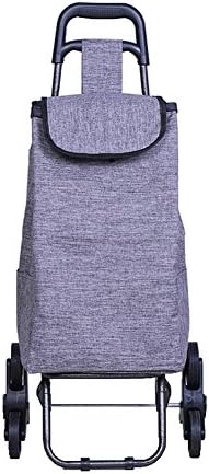 Folding Shopping Cart 6 Wheels, Trolley Stair Climbing Cart Grocery Laundry Utility Cart With Wheel, For Go Up And Down Stairs Climbing Folding Cart,Gray