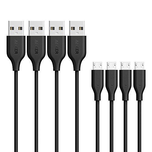 Anker PowerLine Micro USB Kabel [4-Pack] 0.3m Ladekabel, einer Lebensdauer von 10,000+ Biegungen fÃ¼r Samsung, Nexus, LG, Motorola, Android Smartphones und weitere (Schwarz)