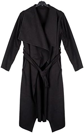 Kendindza Premium Winter Women Onesize Trenchcoat with a Belt Long and Short (One Size, Black Long)