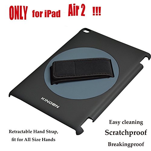 Ipad Air 2  Hülle KINDEN Hand-Halter-rückseitige Abdeckung Schutz 360 Grad-drehender mit verstellbarem Band für Apple iPad Air 2 (schwarz) - 4