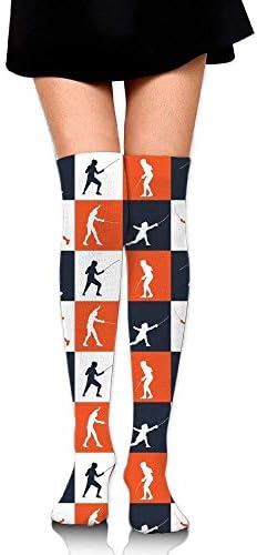Novelty Fencing Womens Socks Over The Knee Running Socks Thigh High Stockings