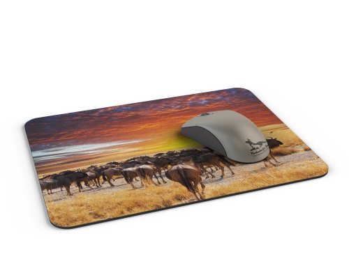 Mauspad / Mouse Pad aus Textil mit Rückseite aus Kautschuk rutschfest für alle Maustypen Motiv: Afrika Safari Gnu Herde | 02 - 2