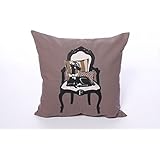 Dekokissen/Kissenhülle grau mit Windhund/ Italienisches Windspiel 100 % Baumwolle 50 x 50 cm