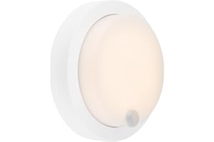 BRILONER – Außenlampe mit Bewegungsmelder, Wandlampe mit Akku, 4W, 700lm, Wandleuchte ohne Stromanschluss, Aussenlampe Wand, Akku Lampe, Outdoor Lampe, Warmweiße Lichtfarbe, 170x55 mm (DxH), Weiß