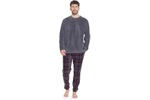 kraftd Mens Pyjama Set with Long Sleeve T-Shirt & Bottom Pants Sleepwear Loungewear & Nightwear for Men Soft & Comfortable Top & Trousers