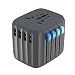 Produktbild Internationaler Reiseadapter, Zendure Passport Reisestecker mit 4-USB Ports aus 150 Ländern weltweit US UK EU AU Universal All-in-One Internationaler Ladegerät - Dunkelgrau