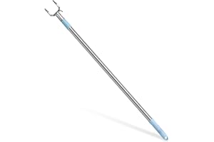 LLHQAMT Closet Hook Pole, 1.5 Meters (59in) Closet Hook, Sturdy And Durable, Telescopic Clothes Hook Steel Clothes Pole, Suitable For Wardrobe, Clothes Line, Hanger, Hanger Pole (Blue)