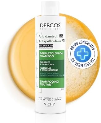 Vichy Dercos, Shampoo Anti-Forfora DS, Per Capelli da Normali a Grassi, Azione Riequilibrante, Effetto Anti-Ricomparsa, Arricchito con Disolfuro di Selenio e Acido Salicilico, 200 ml