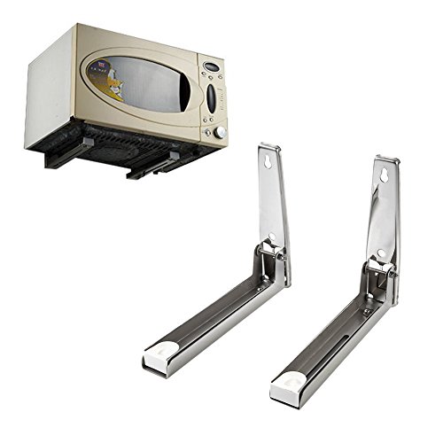 Homdox Mikrowellenhalterung (faltbare Mikrowellenhalter bis 40 kg inkl. Montagematerial ) silber - 6