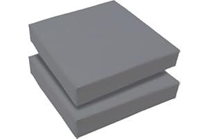 DAZZLE COLLECTION Set of 2 Outdoor Waterproof Chair Cushion Seat Pads Rattan Garden Furniture Seat Cushions For Patio, Garden, Office, Coffee Shop, Dining Room Removable Fabric Zipper Cover (Gray, 45X45X5cm)