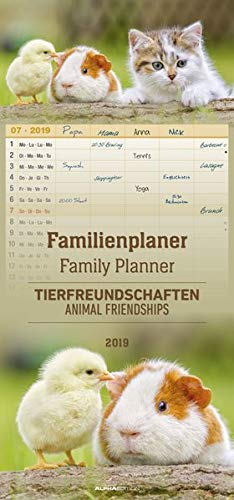 Familienplaner Tierfreundschaften 2019 - Familientermine / Familientimer (21 x 45) - 5 Spalten - Wandplaner