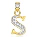 VK Jewels Alphabet Collection Initial Pendant Letter "S" Gold and Rhodium Plated - P1754G [VKP1754G] RS.225.00