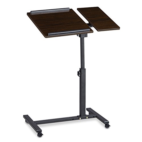 Relaxdays Laptoptisch höhenverstellbar HBT 95 x 60 x 40 cm Notebook Ständer auch für Linkshänder Sofatisch Beistelltisch mit Rollen und Ablage für Maus mit 2 Stopp-Leisten, Ebenholz, schwarz - 2