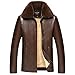 Produktbild Amphia - Herren Revers Leder Lederjacke,Männer Spleißen Jacke Spleißen Reißverschluss Stehkragen Kunstleder Mantel Tops(Braun,54)