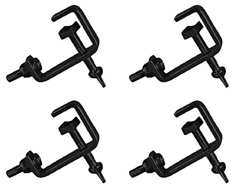4 x Black 25mm Hook G Clamp Lighting Stand fits Equinox DJ Booth Micron Gorilla