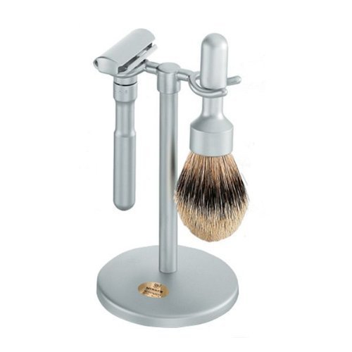 Futur 3 Piece Brushed Chrome Shaving Set - No Blades Included