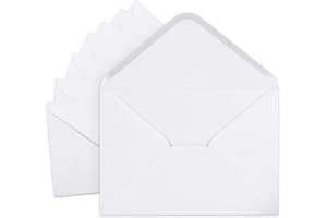 ‎MOCRAFT Mocraft Pack of 25 White Envelopes with Wet Seal, B6 Vintage Kraft Paper Envelopes, Without Window, for Weddings, Greeting Cards, Invitations