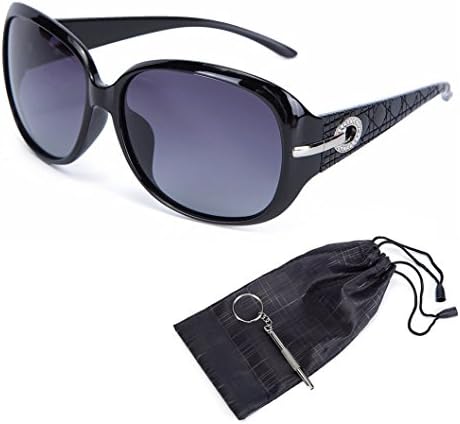 OYMI Women's Latest Style Oversized Polarised Sunglasses 100% UV Protection Set with Rhinestones