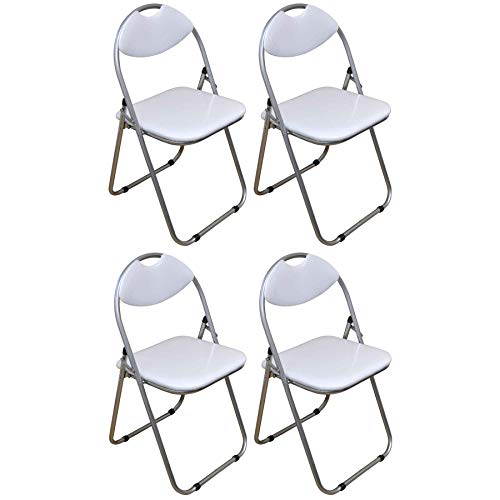 Harbour Housewares White Padded, Folding, Desk Chair Pack of 4 Amazon.co.uk Kitchen & Home