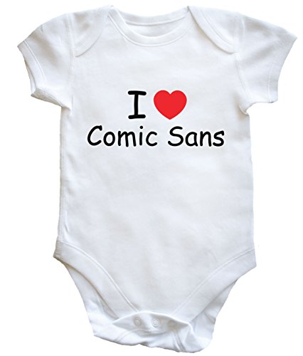 HippoWarehouse I LOVE COMIC SANS baby vest boys girls