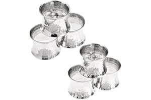 SKAVIJ Fatto a Mano Martellato Tovagliolo Anelli Set di 6 per Ogni giorno, Cenare Tavolo Decorazione Argento