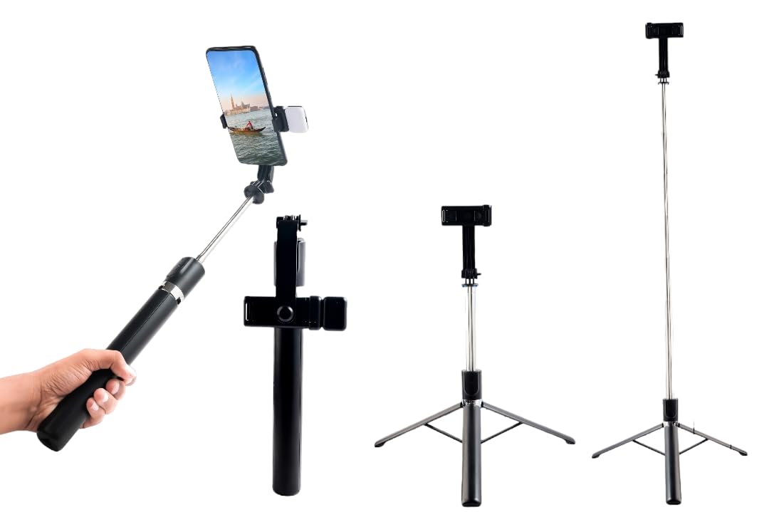 X3 Selfie Stick with Tripod Stand, 6 Feet Length, Wireless Remote, Detachable Holder, Bluetooth Compatible for iPhone/Android - Perfect for Vlogging & Photo Shoots (6FT Stick with Light.Zip)