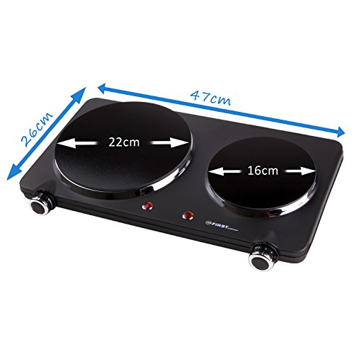 TZS First Austria – 2500 Watt Infrarot-Kochplatte mit 22cm und 16cm Kochfeld | jedes Kochgeschirr geeignet | 300°C in 30 Sekunden | Griffe demontierbar | Doppelkochplatte - 3