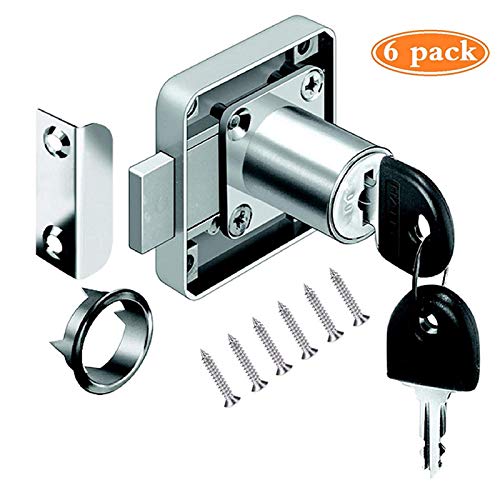 Ruesious 6 Pcs serratura cassetto, serratura cassettiera ufficio in lega di zinco da 22 mm, serratura per armadietto, mobili, credenza ect
