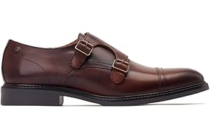 Base London Mens Diablo Waxy Black Leather Double Monk Strap Shoes